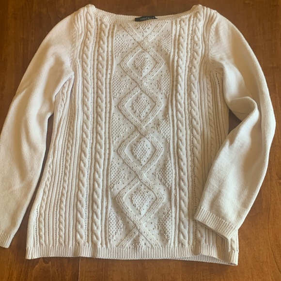 White House Black Market Sweaters - White House Black Market M white sweater w/ sparking details